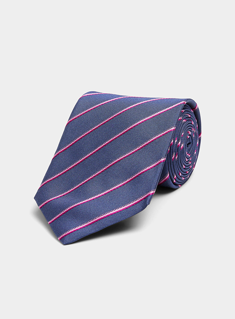 Le 31 Slate Blue Fuchsia-stripe tie for men