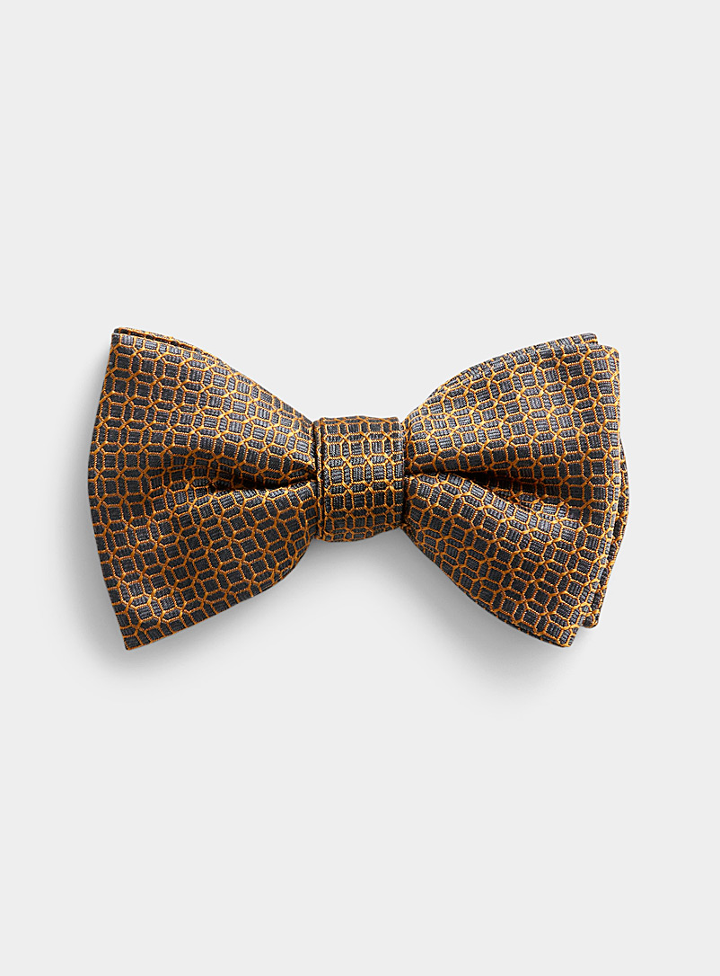 Le 31 Golden Yellow Faceted honeycomb bow tie for men