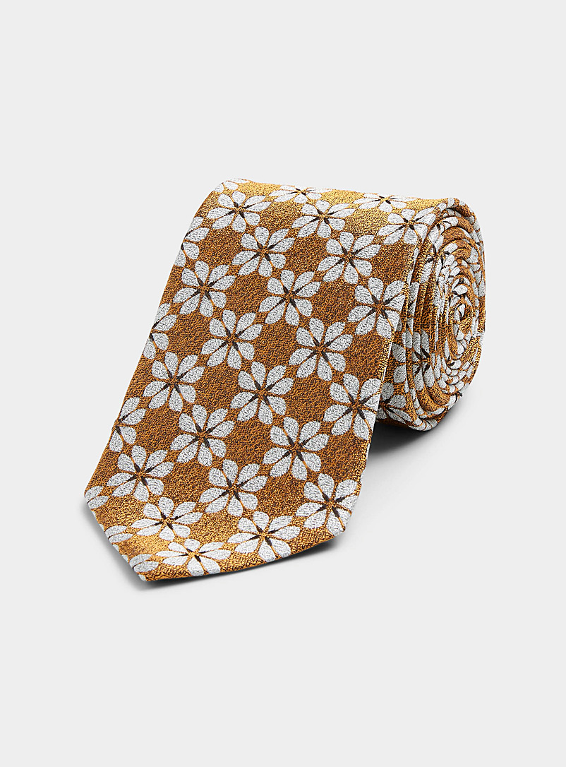 Le 31 Light Yellow Floral kaleidoscope tie for men