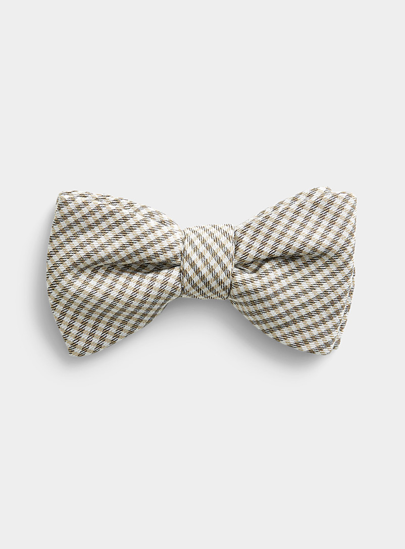 Le 31 Grey Natural gingham bow tie for men