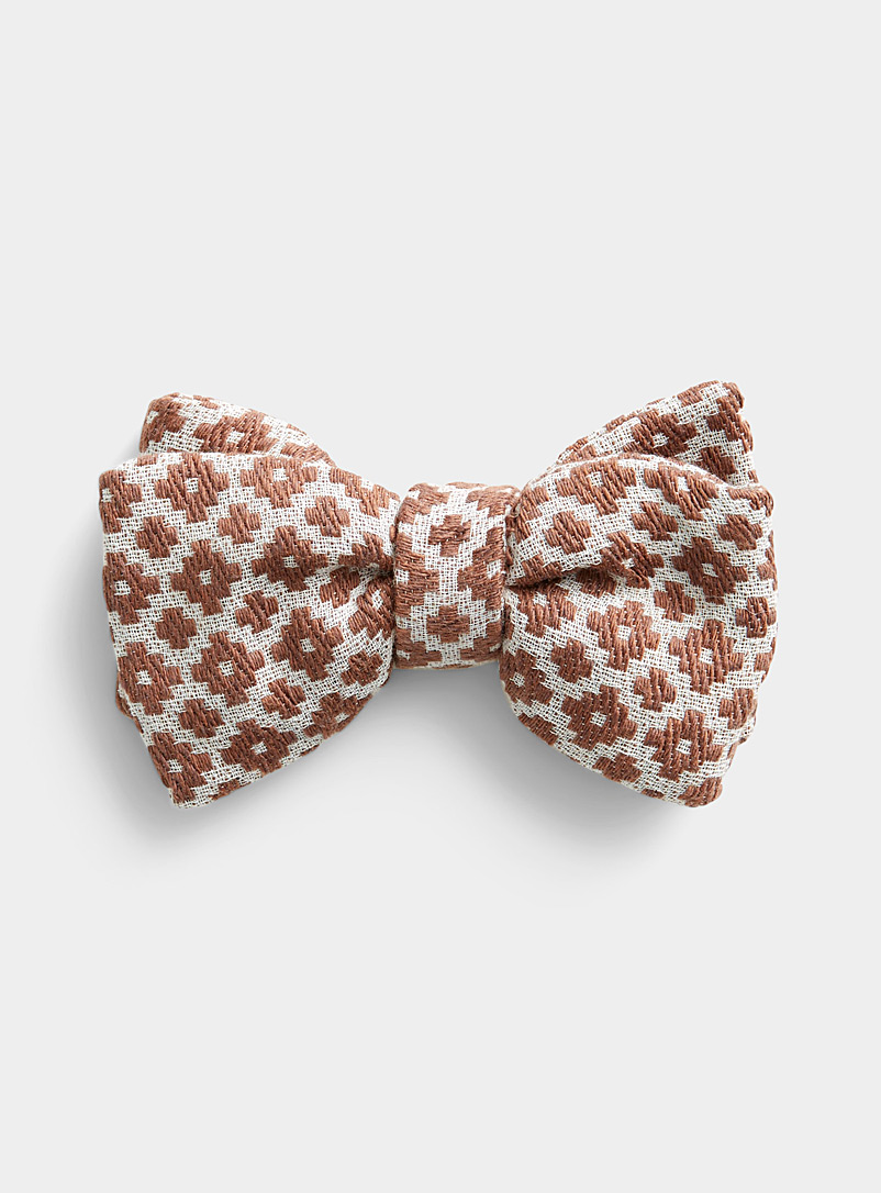 Le 31 Brown Cubic flower bow tie for men