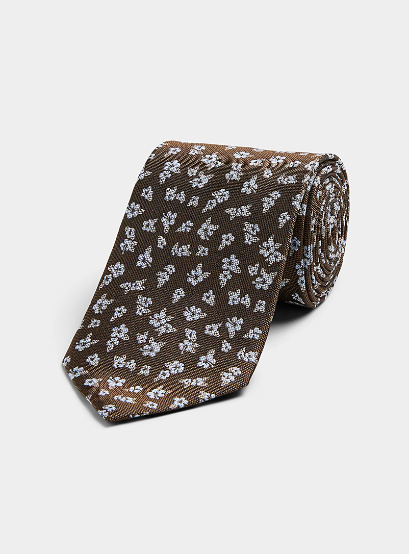 Le 31 Brown Hibiscus flower tie for men