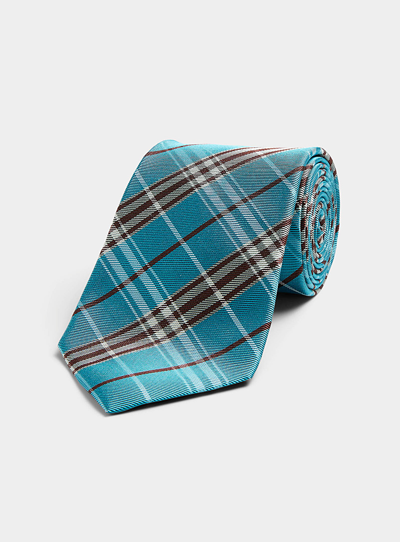 Le 31 Baby Blue Colourful tartan tie for men