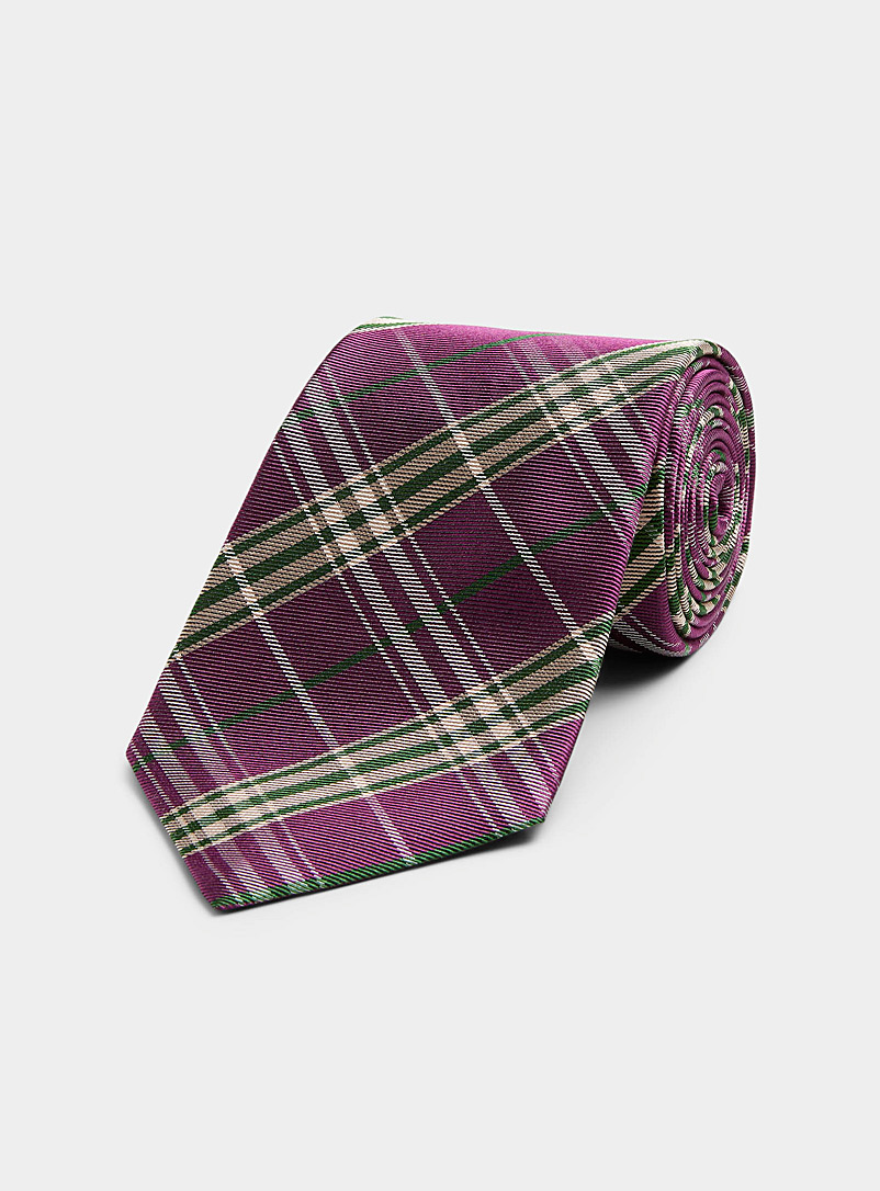 Le 31 Mauve Colourful tartan tie for men