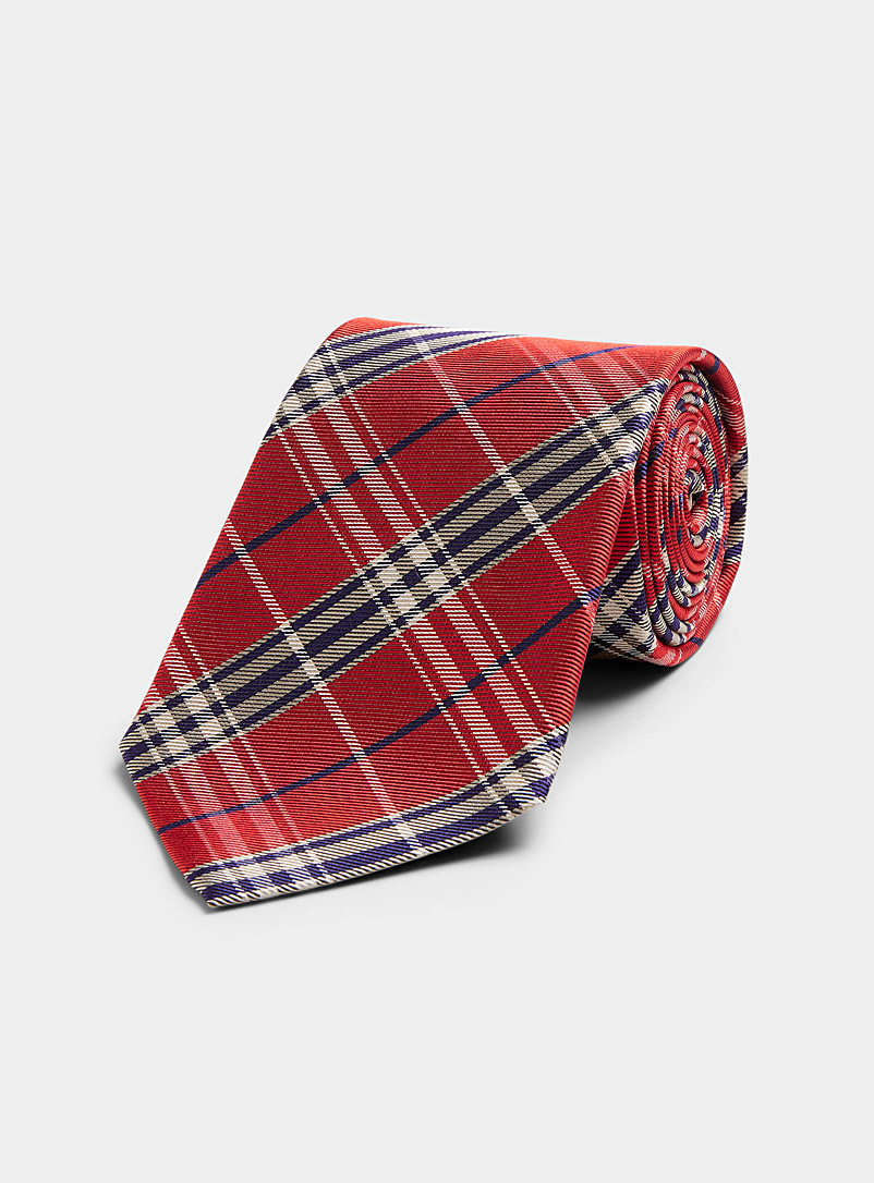 Le 31 Red Colourful tartan tie for men