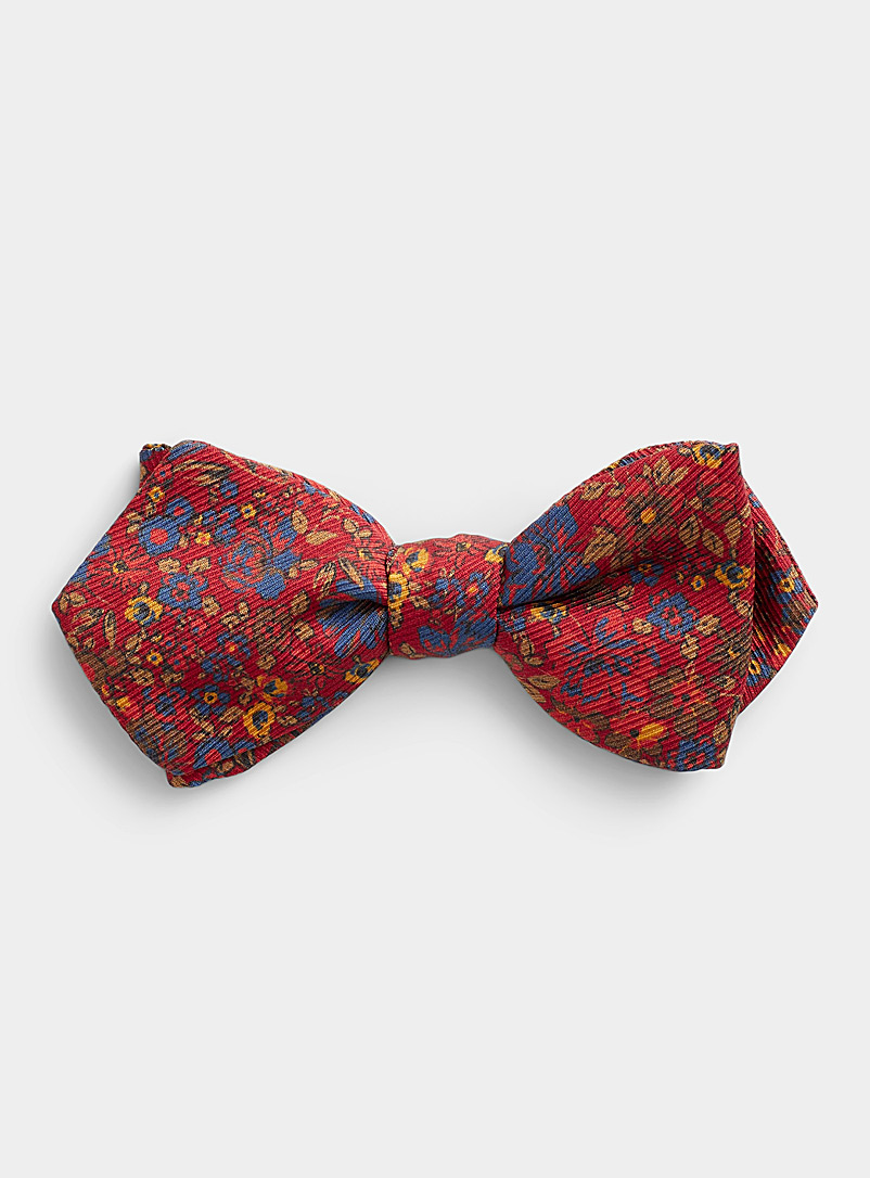 Le 31 Patterned red Drawn bouquet bow tie for men