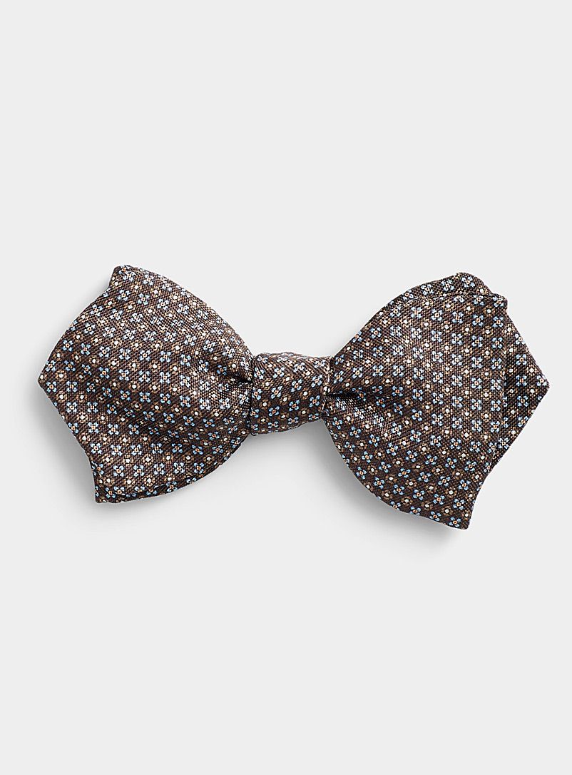 Le 31 Brown Geo mini-flower bow tie for men