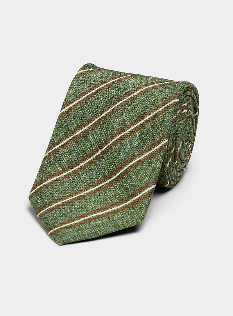 Le 31 Green Diagonal stripe woven tie for men