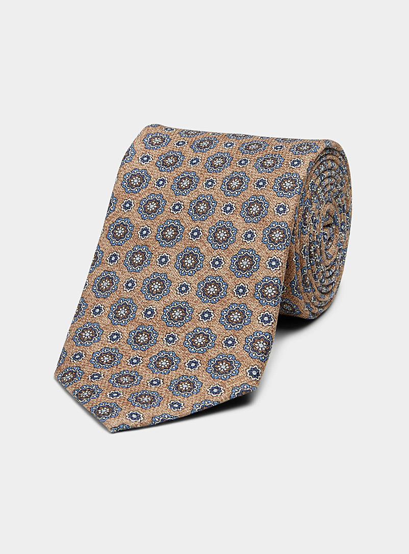 Le 31 Fawn Floral medallion textured tie for men
