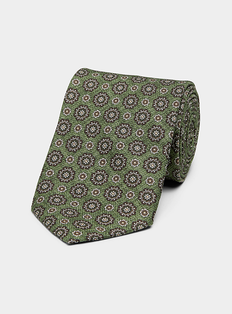 Le 31 Green Floral medallion textured tie for men