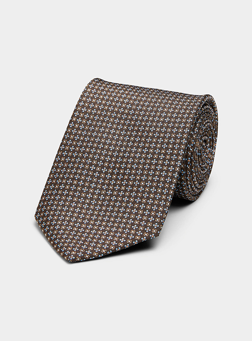 Le 31 Brown Geo mini-flower tie for men