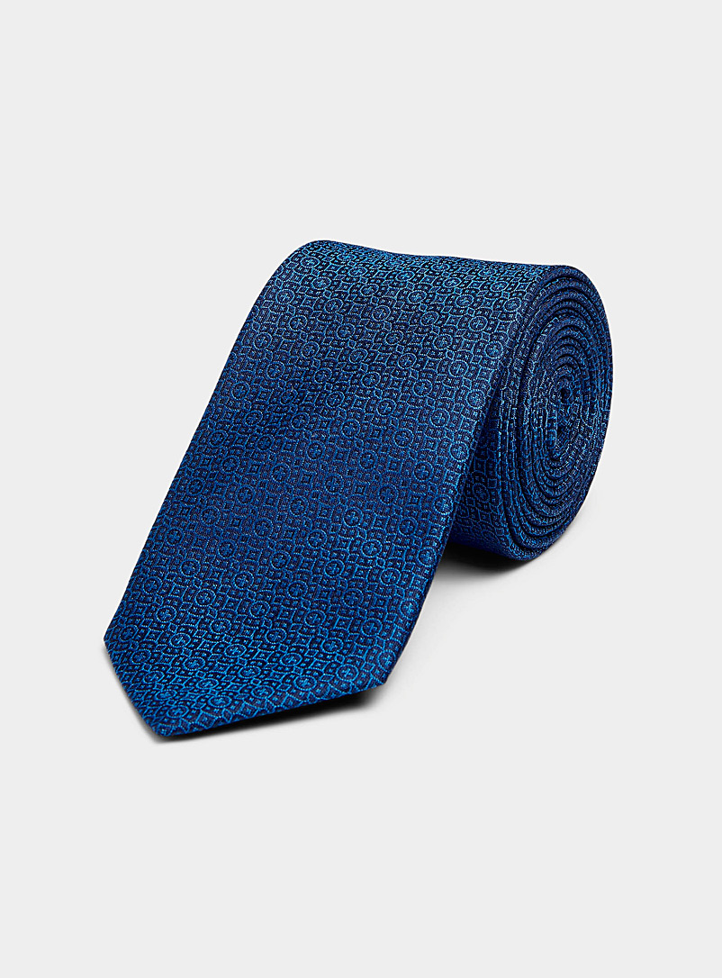 Le 31: La cravate cobalt mosaïque jacquard Bleu royal-saphir pour homme