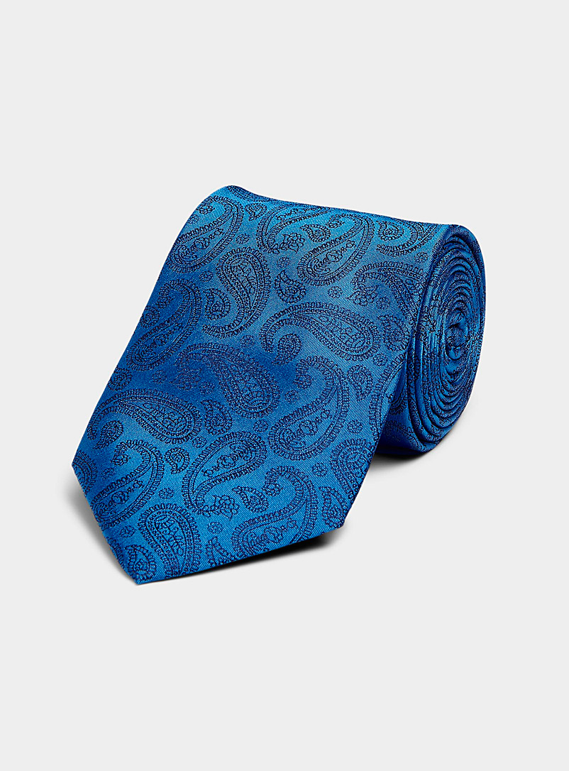 Le 31 Sapphire Blue Monochrome paisley colourful tie for men