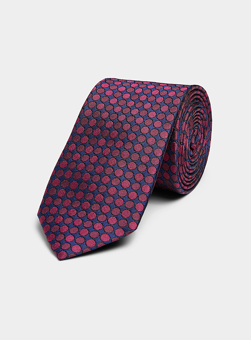 Le 31 Cherry Red Two-tone circle jacquard tie for men