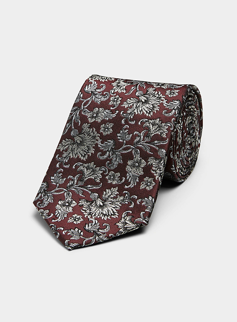 Le 31 Patterned red Floral tapestry jacquard tie for men