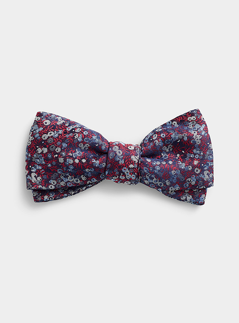 Le 31 Ruby Red Jacquard flower satiny bow tie for men