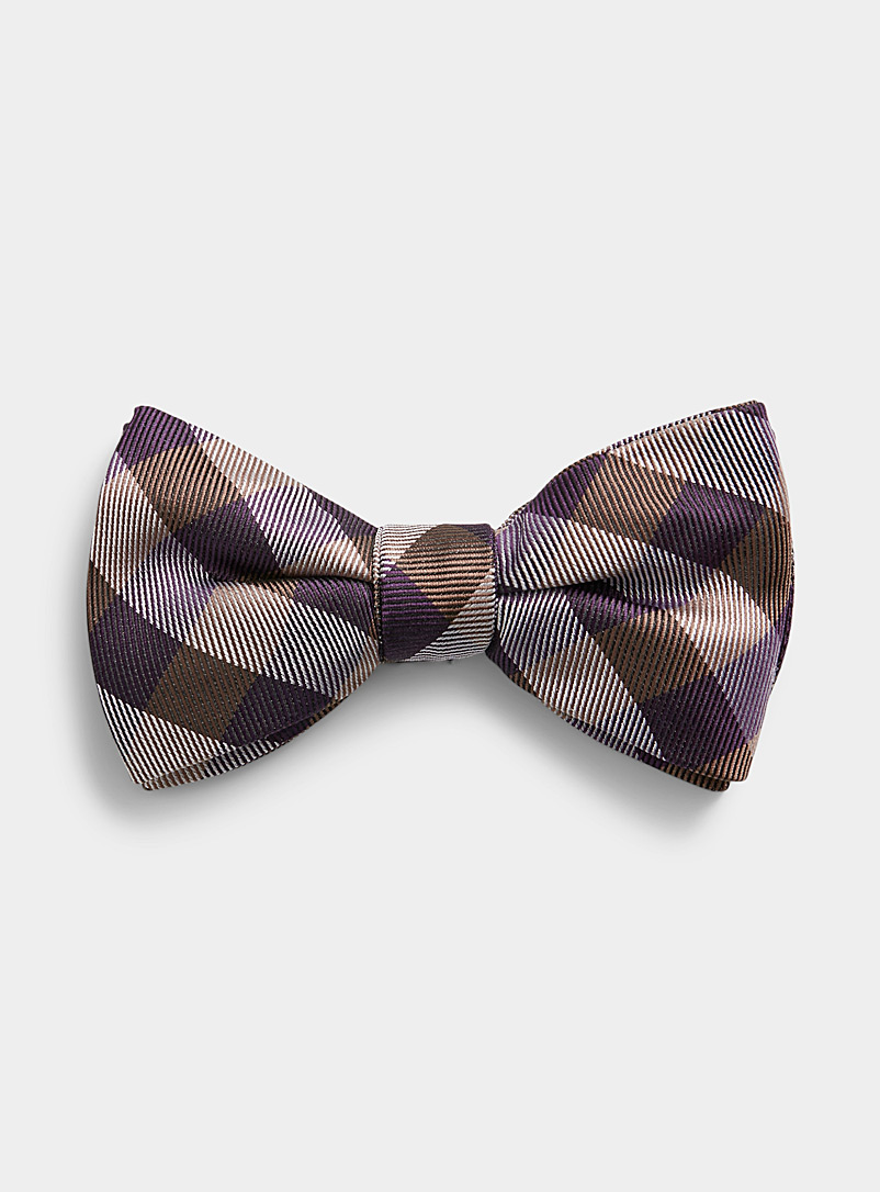 Le 31 Fawn/Tobacco Woven check bow tie for men