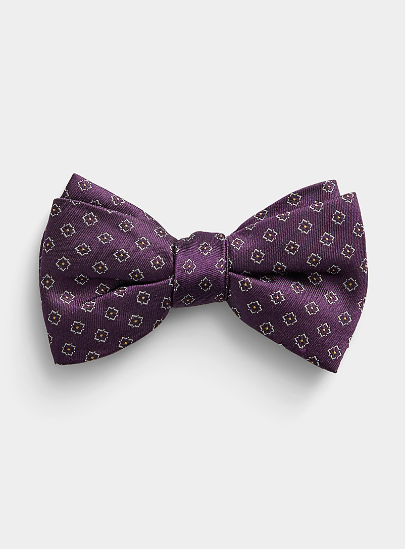 Le 31 Burgundy Pointed-square jacquard bow tie for men