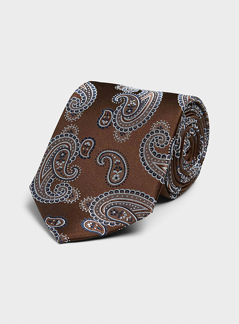 Le 31 Chocolate/Espresso Tone-on-tone paisley tie for men