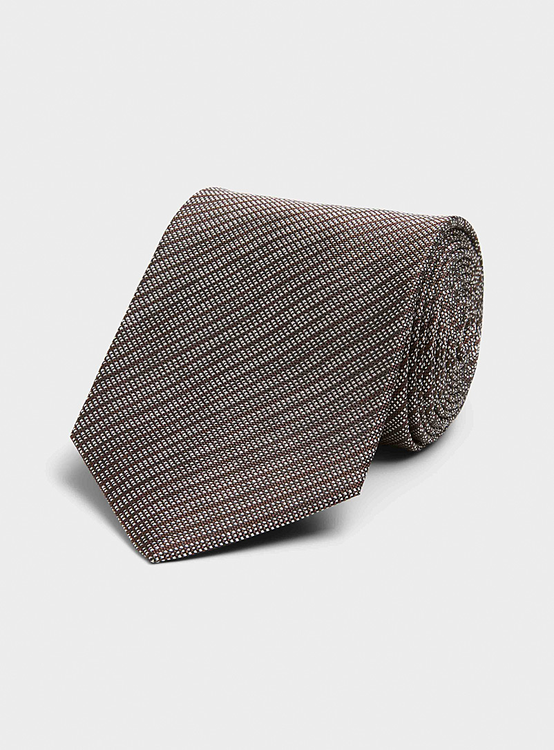 Le 31 Dark Brown Dotted stripe tie for men