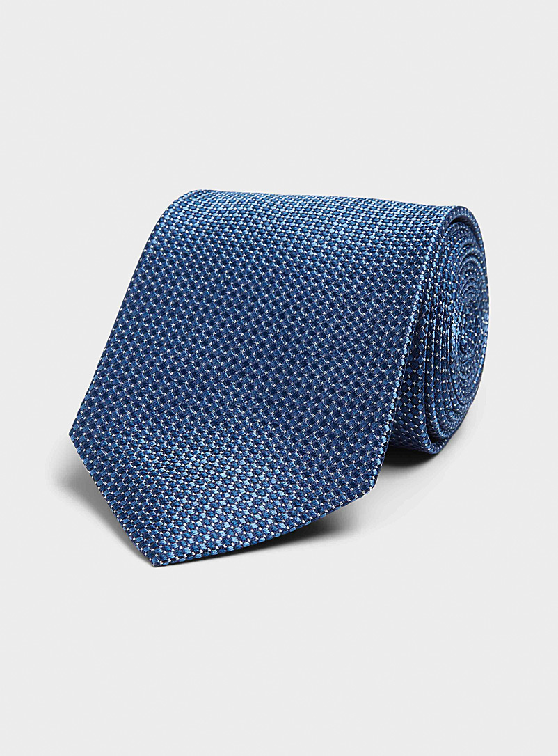 Le 31 Royal/Sapphire Blue Jacquard micro-check navy tie for men