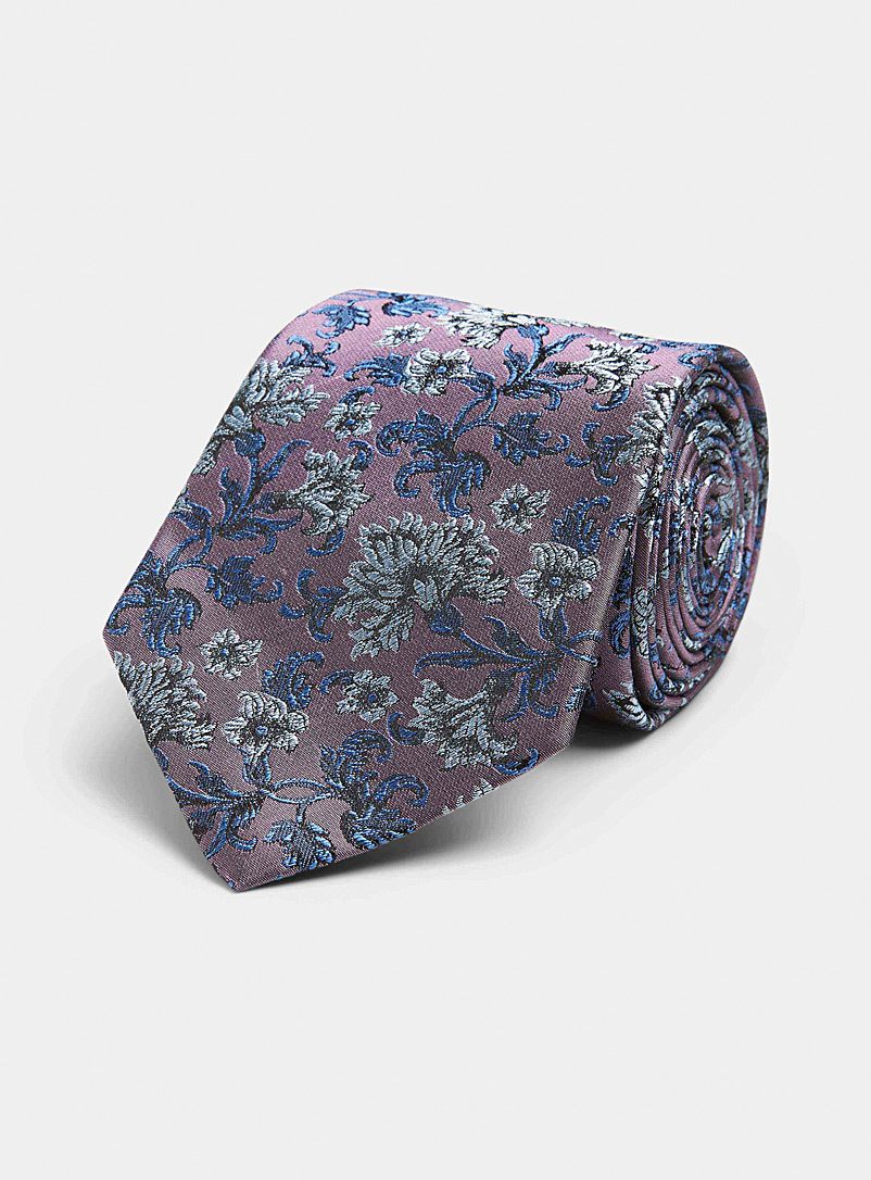 Le 31: La cravate fleurs baroques Lilas pour homme
