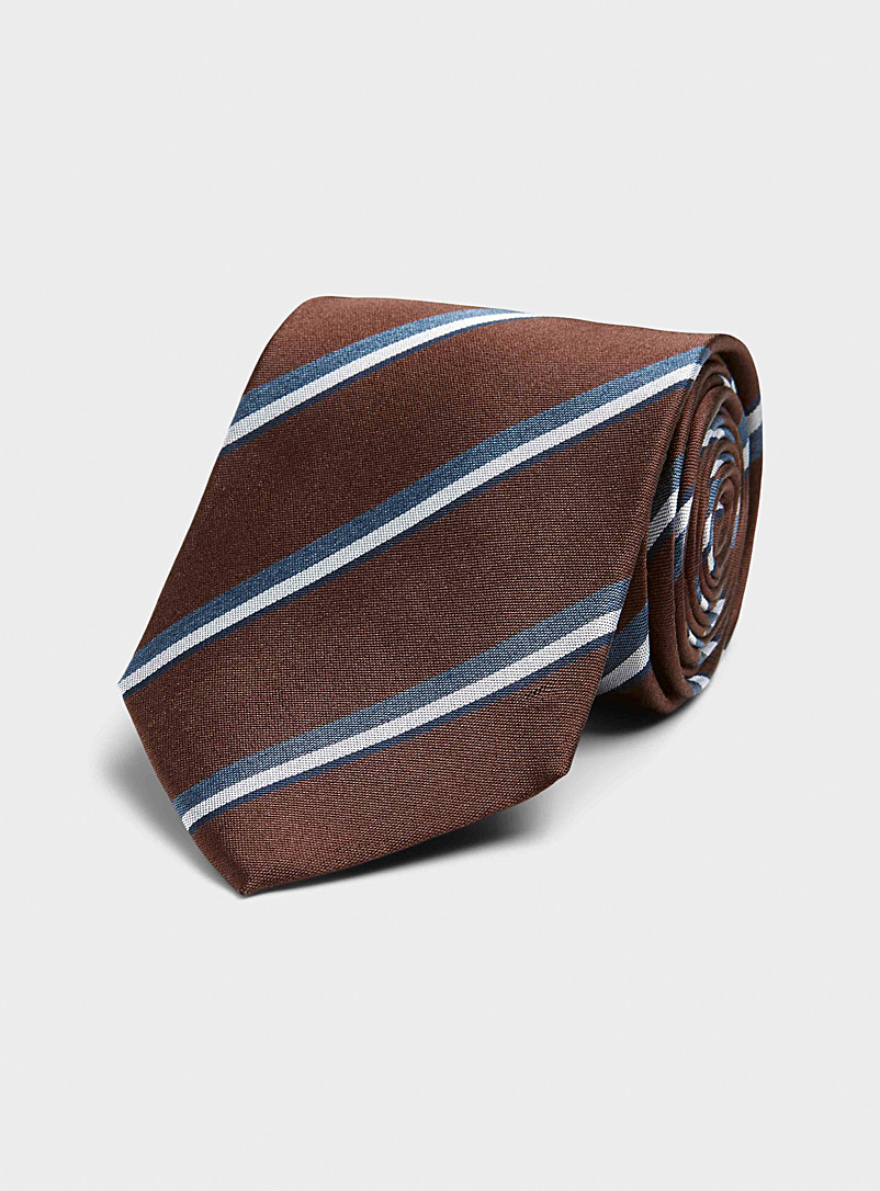 Le 31 Dark Brown Diagonal stripe brown tie for men