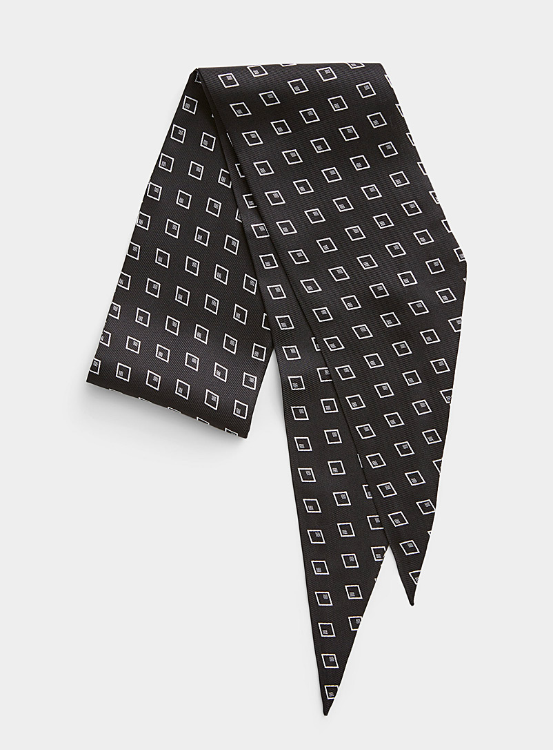 Le 31 Black Hatched diamond tie scarf for men