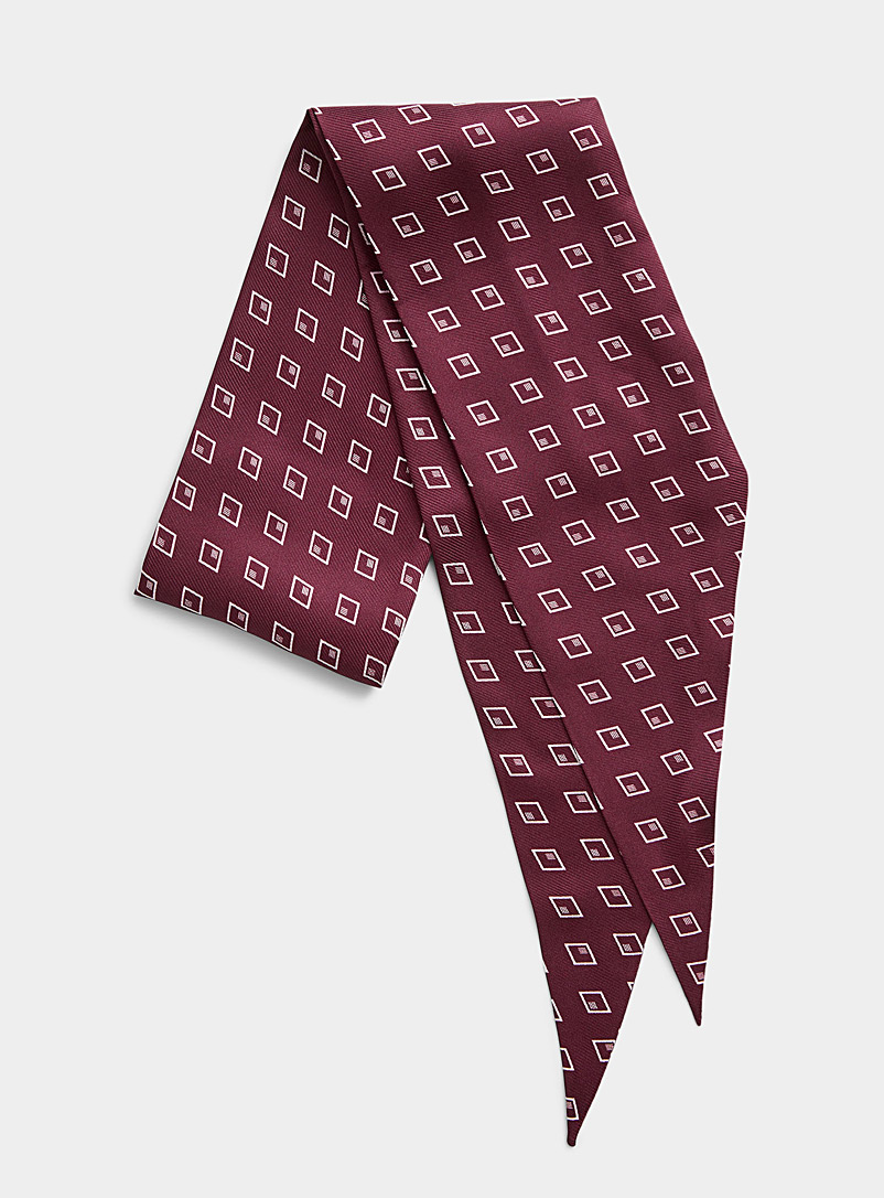 Le 31 Burgundy Hatched diamond tie scarf for men
