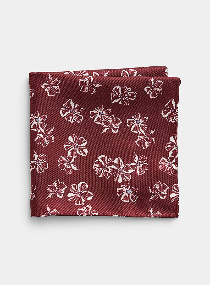 Le 31 Ruby Red Floral silhouette pocket square for men