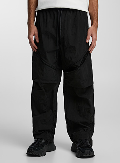 Juun.J: Le pantalon convertible toile nylon Noir pour homme