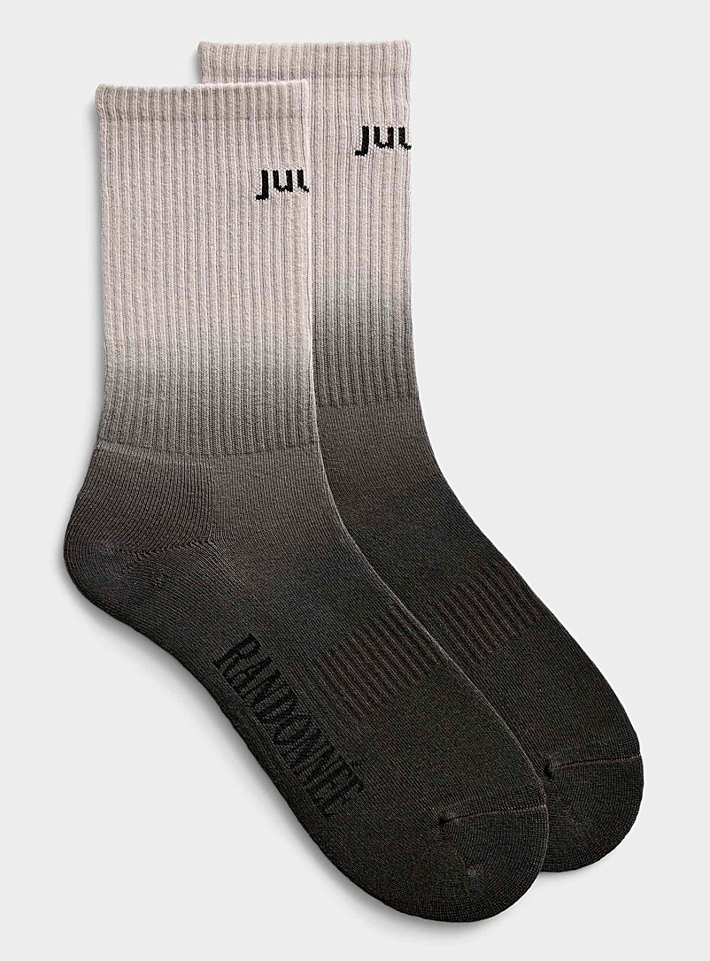 Juun.J: La chaussette côtelée ombrée logo Radonnée Gris pour homme