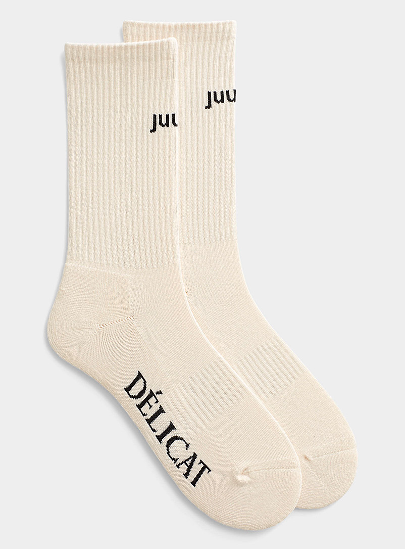 Juun.J White Délicat logo ribbed socks for men