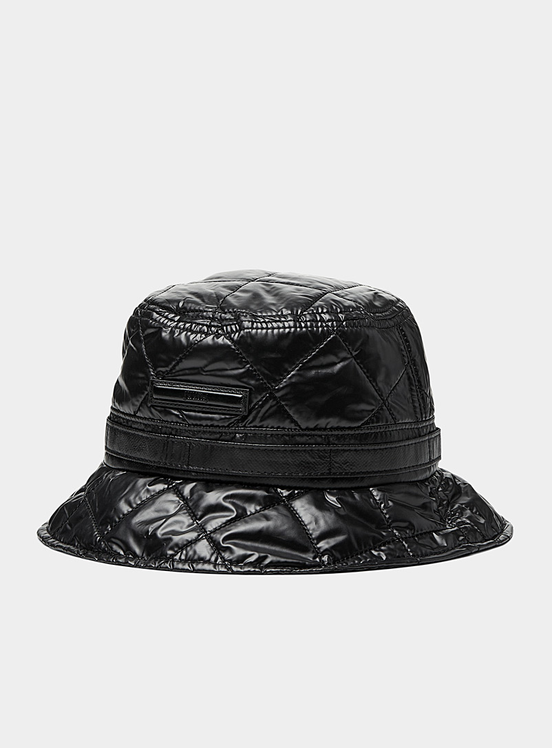Juun.J Black Glossy fabric quilted hat for men
