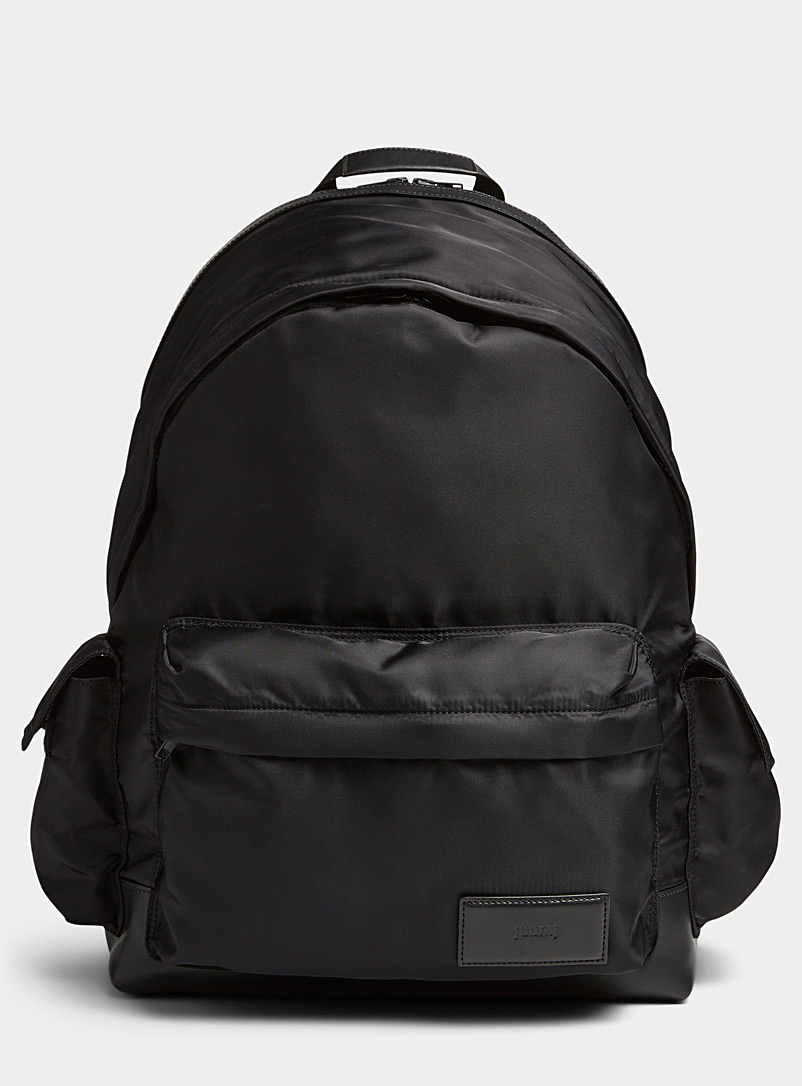 Juun.J Black Nylon and leather supple backpack for men