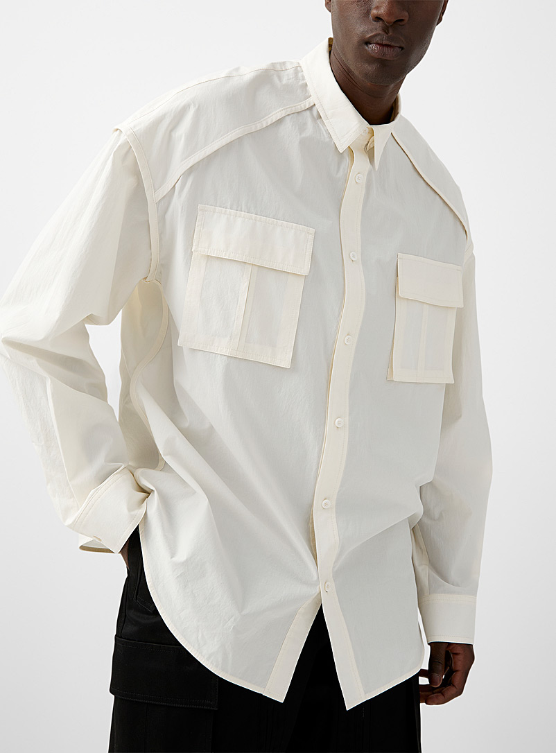 Juun.J Ivory White Raglan patch-pocket shirt for men