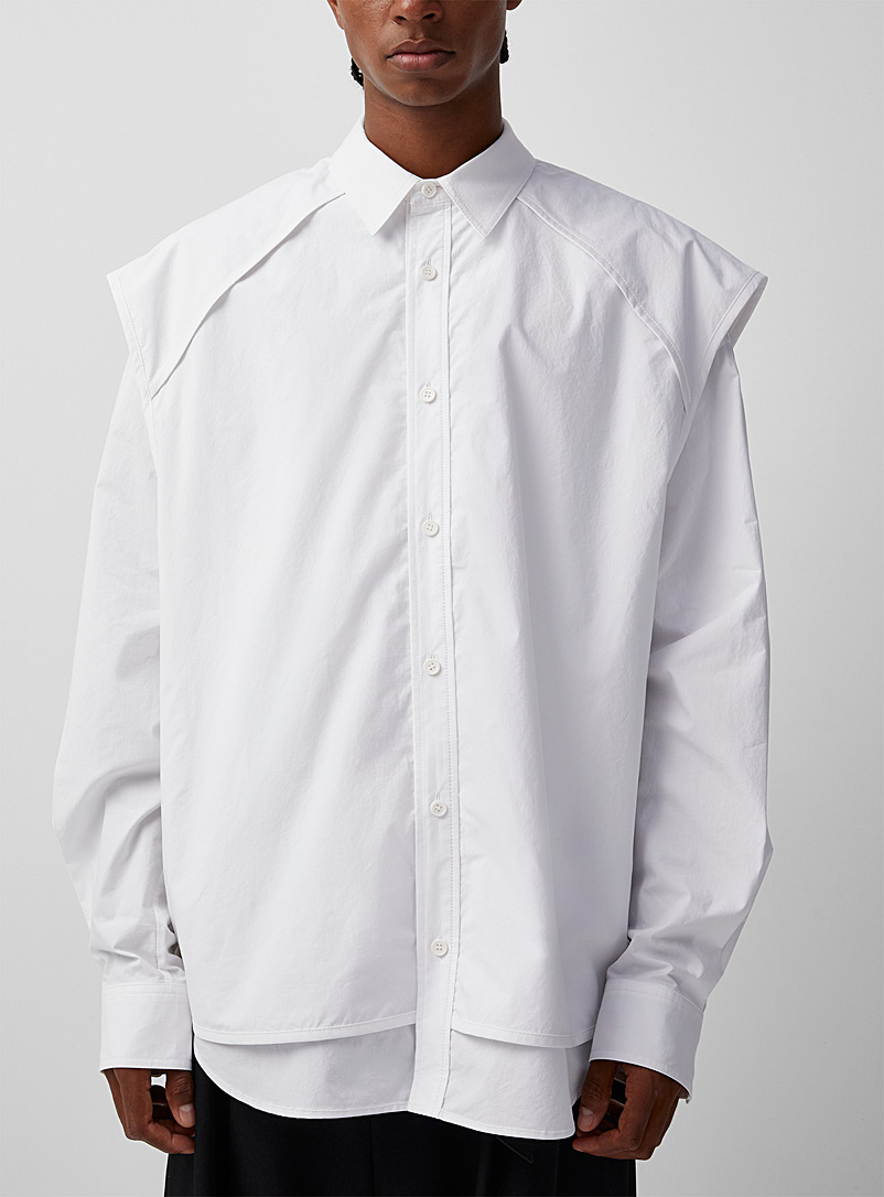 Juun.J: Le chemise coton superposition Blanc pour homme