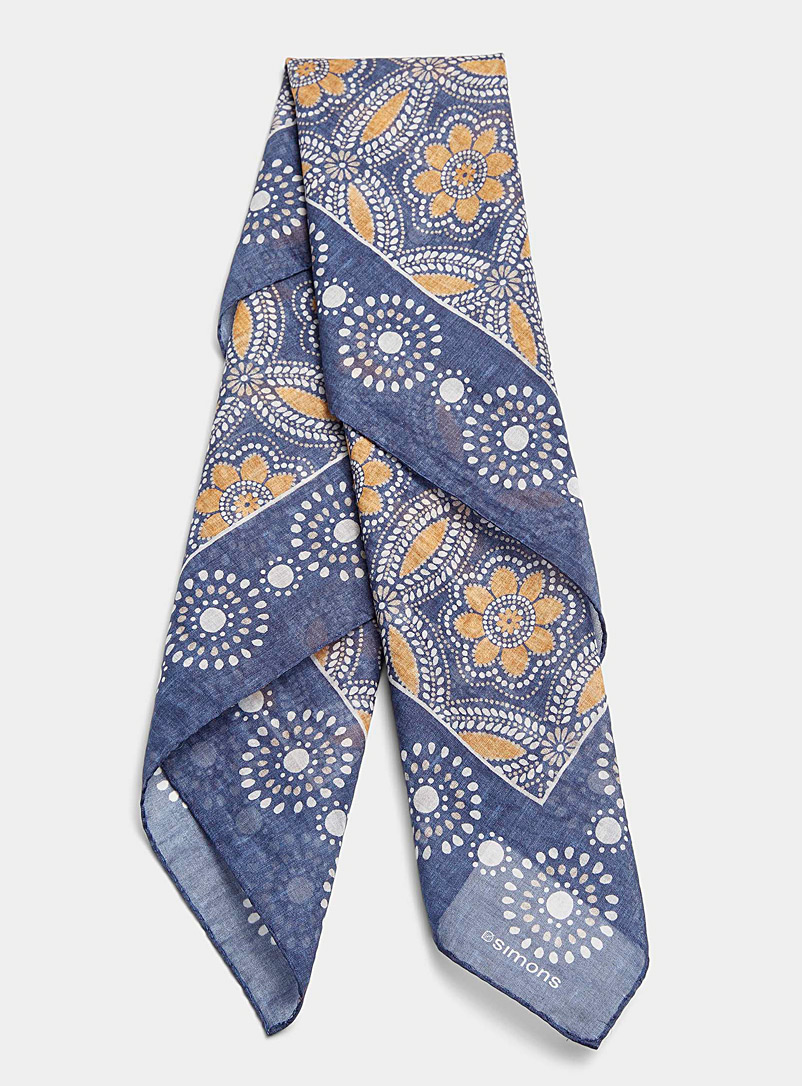 Le 31 Dark Blue Floral mandala bandana scarf for men