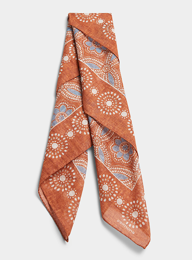 Le 31 Orange Floral mandala bandana scarf for men