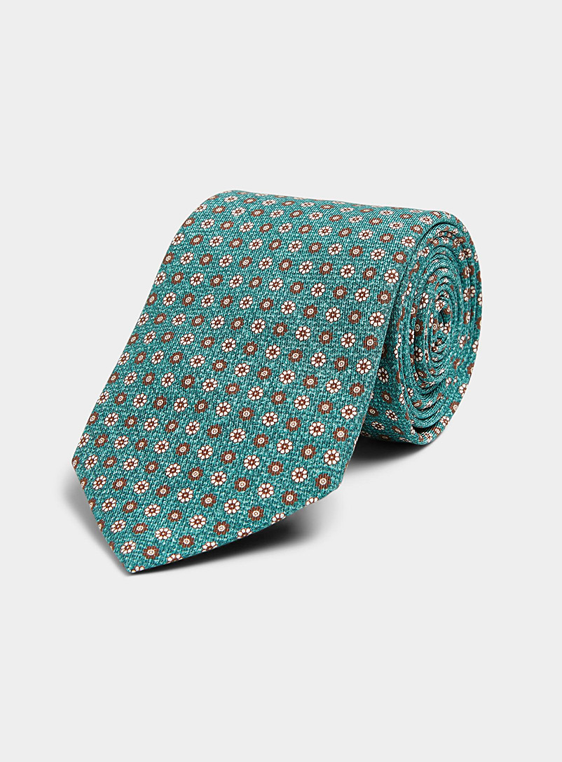 Le 31 Teal Graphic floral mosaic tie for men