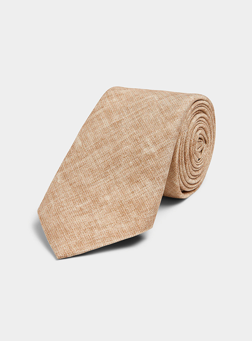 Le 31: La cravate colorée faux uni Tan beige fauve pour homme