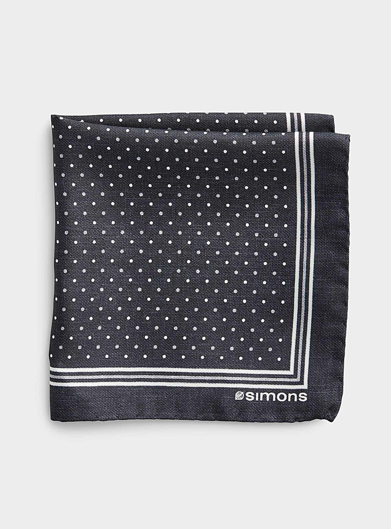 Le 31 Patterned Black Two-tone dot pocket square for men