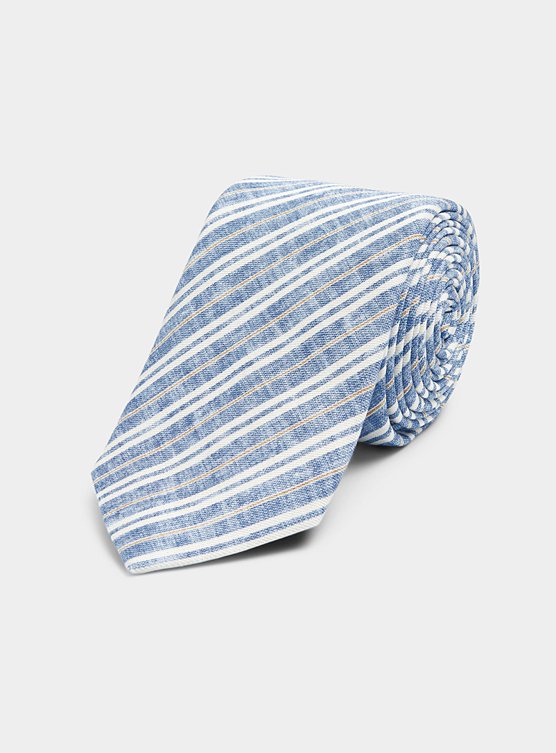 Le 31: La cravate façon denim rayures obliques Bleu pâle-bleu poudre pour homme
