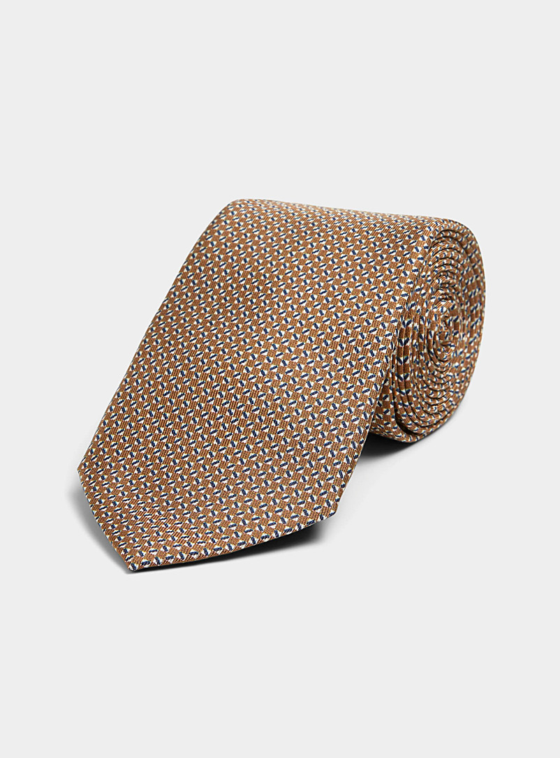 Le 31 Brown Graphic mini pattern tie for men
