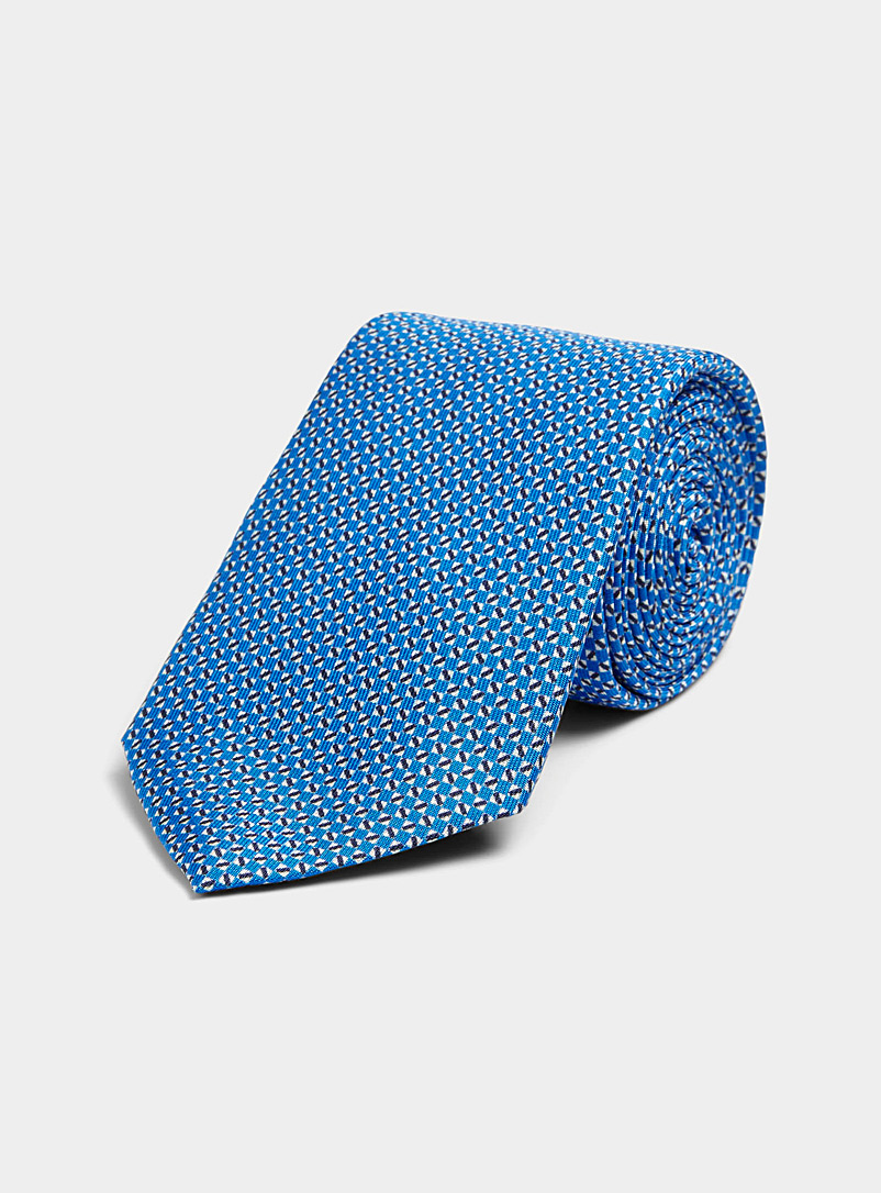 Le 31 Sapphire Blue Graphic mini pattern tie for men