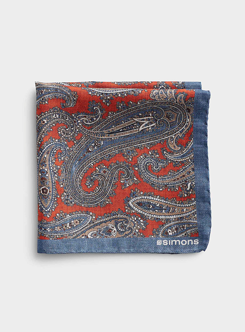 Le 31 Red Paisley pocket square for men