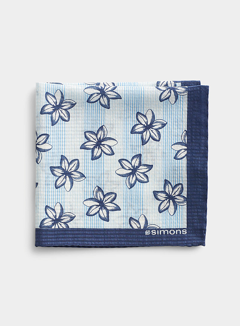 Le 31 Baby Blue Floral stripe pocket square for men