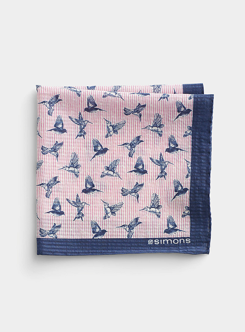 Le 31 Pink Hummingbird pocket square for men