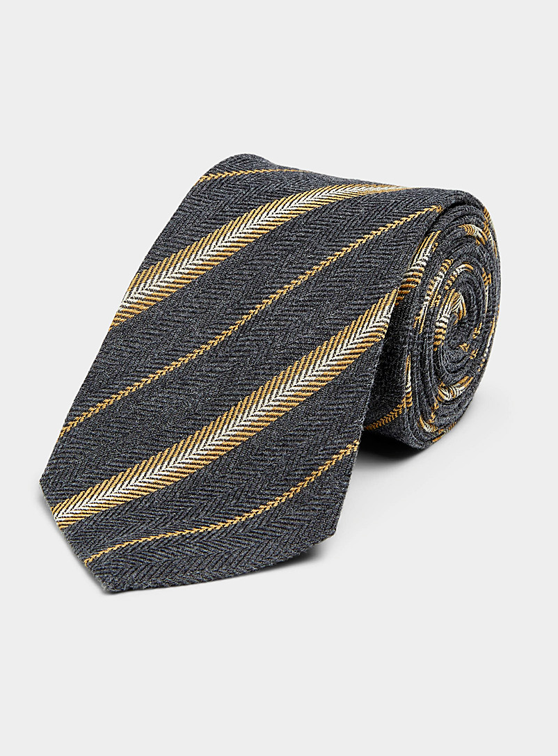Le 31 Charcoal Herringbone tie for men