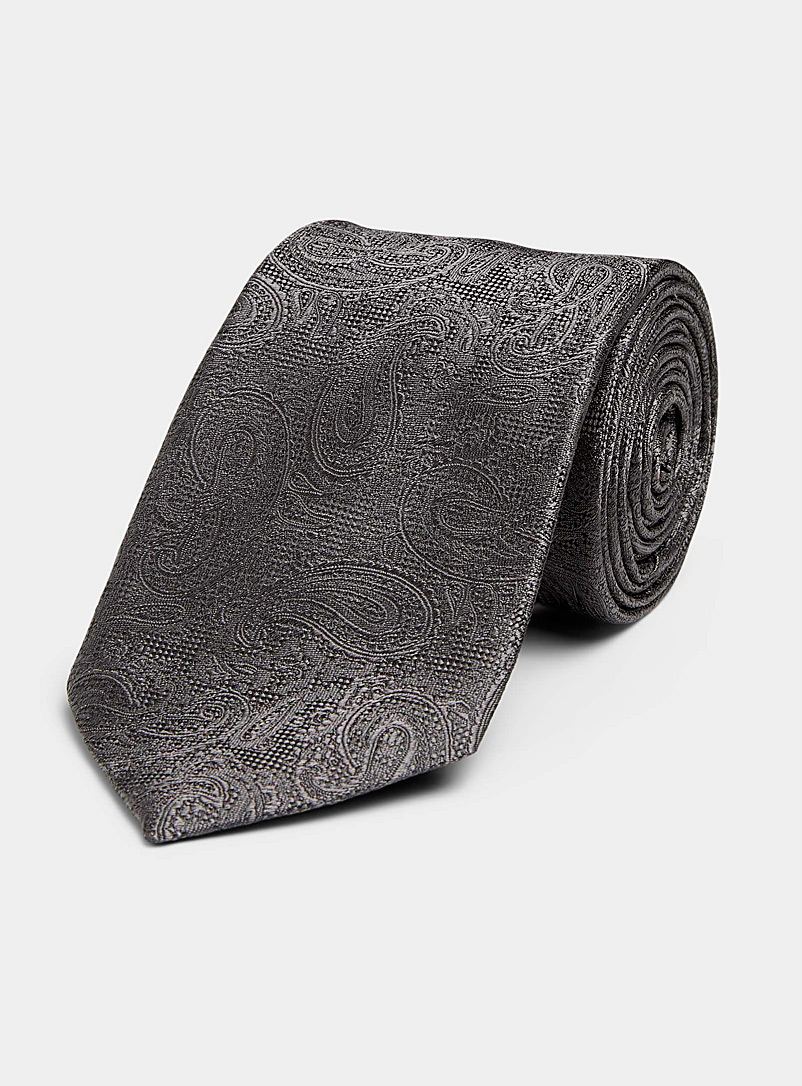 Le 31 Silver Tone-on-tone paisley satiny tie for men